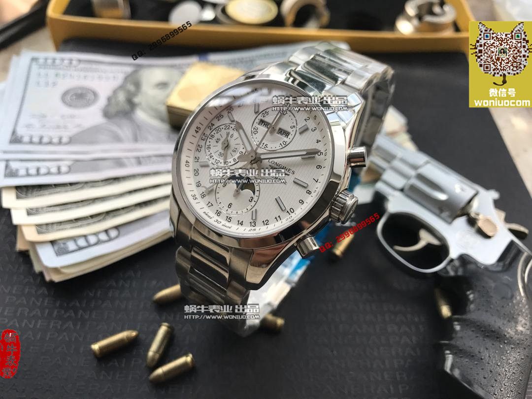【实拍图鉴赏】YL Factory 1:1 top  Replica Watches 之 Longines 康铂旗舰版L2.798.4.52.6男表《黑色表盘》 / L052A