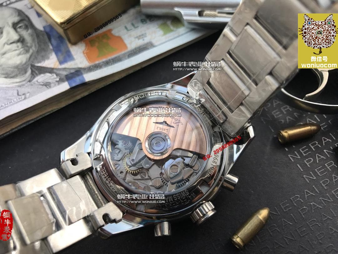 【实拍图鉴赏】YL Factory 1:1 top  Replica Watches 之 Longines 康铂旗舰版L2.798.4.52.6男表《黑色表盘》 / L052A