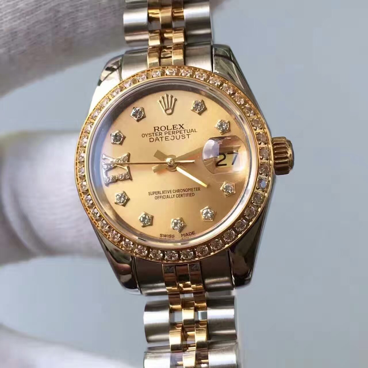 【台湾 Factory  top  Replica Copy  Watches 】 Rolex 女装  Datejust 系列279383RBR香槟色表盘女士 wrist watches  / R144