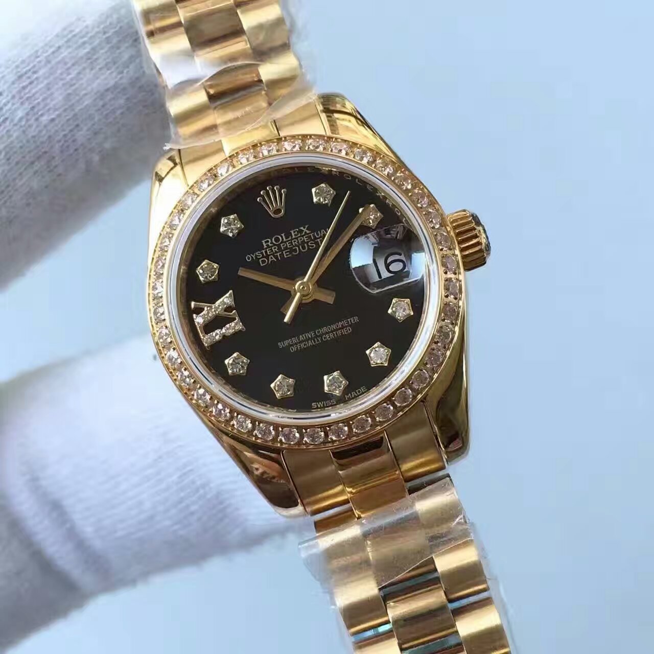 【台湾 Factory  Perfect  Replica Watches 】 Rolex 女装  Datejust 系列黑色表盘女士 wrist watches  / R150
