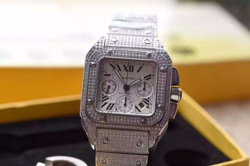 【视频解析】V6 Factory 出品 Cartier   Santos  Replica W20090X8满钻土豪款 wrist watches  /  Cartier   Santos 满钻土豪款