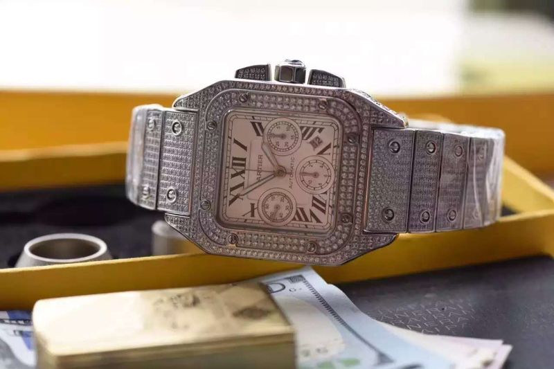 【视频解析】V6 Factory 出品 Cartier   Santos  Replica W20090X8满钻土豪款 wrist watches  /  Cartier   Santos 满钻土豪款