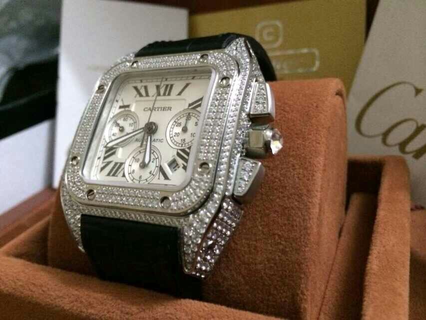 【视频解析】V6 Factory 出品 Cartier   Santos  Replica W20090X8满钻土豪款 wrist watches  /  Cartier   Santos 满钻土豪款