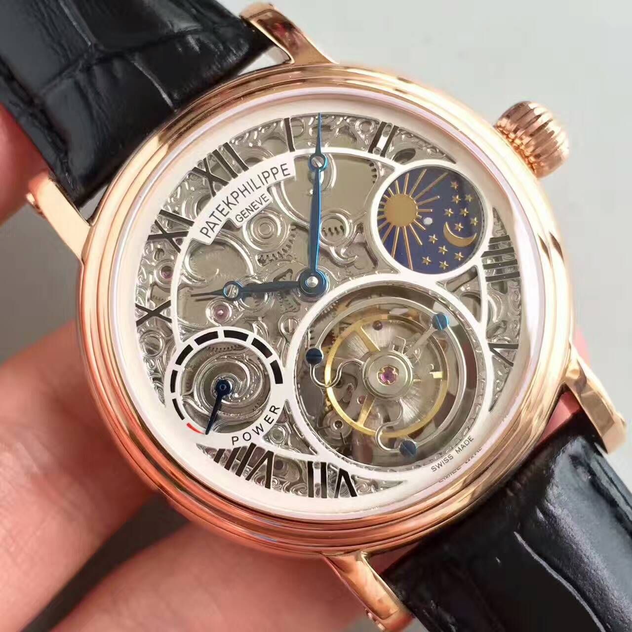【TF Factory  Perfect  Knockoff  Watches 】 PATEK PHILIPPE 镂空雕花动力星辰真 Tourbillon  wrist watches  / BD202