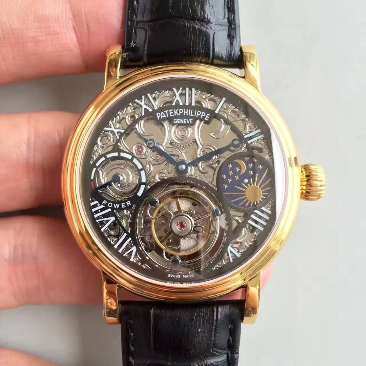 【TF Factory  Perfect  Knockoff  Watches 】 PATEK PHILIPPE 镂空雕花动力星辰真 Tourbillon  wrist watches  / BD202