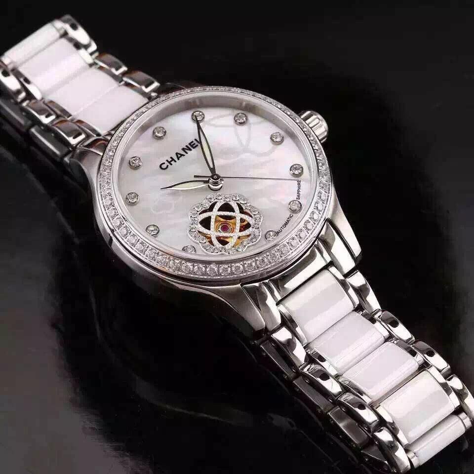  Chanel  J12系列  镶钻精钢表盘  日本进口全自动机械 Movement   TOP 女士 wrist watches  白色款 / XNR014B 