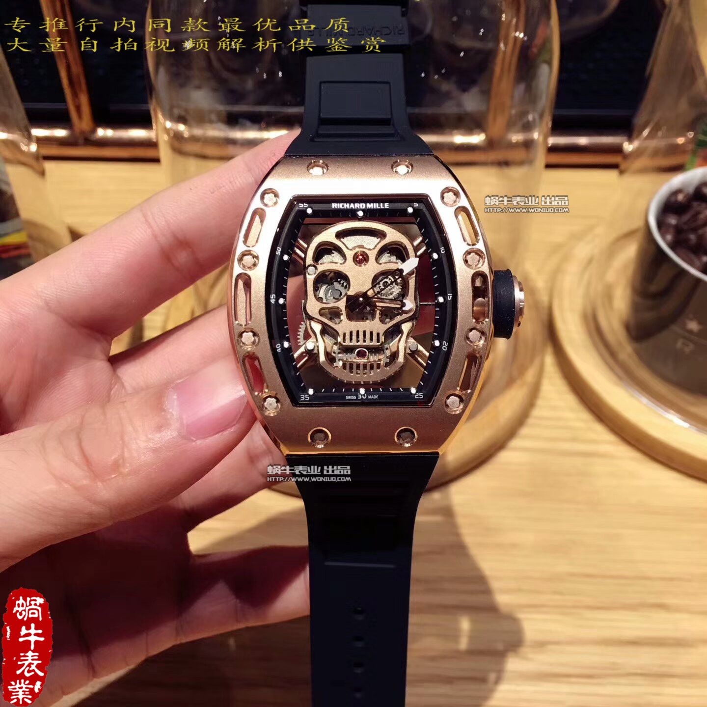 【KV Factory  Perfect  High quality  Replica Watches 】RICHARD MILLE 男士系列RM 052 金色骷髅头 wrist watches  / RM 052