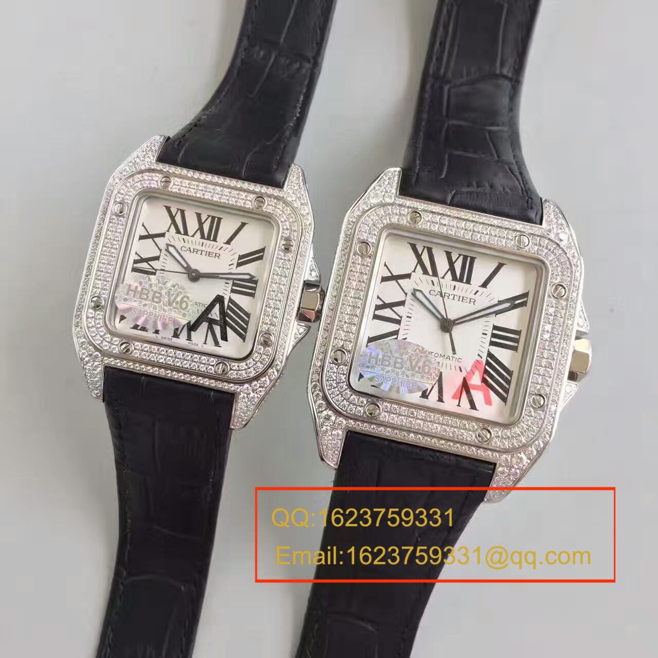 【独家视频测评】HBBV6 Factory  Cartier  100周年款 Santos 系列满钻33 毫米女表 / 42毫男表 / KCE066