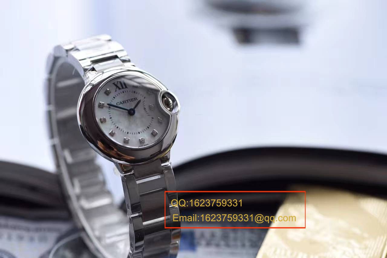 【独家视频测评HBBV6 Factory  Perfect  High quality  Replica Watches 】 Cartier  蓝气球小号 28毫米女士石英贝母面 wrist watches  