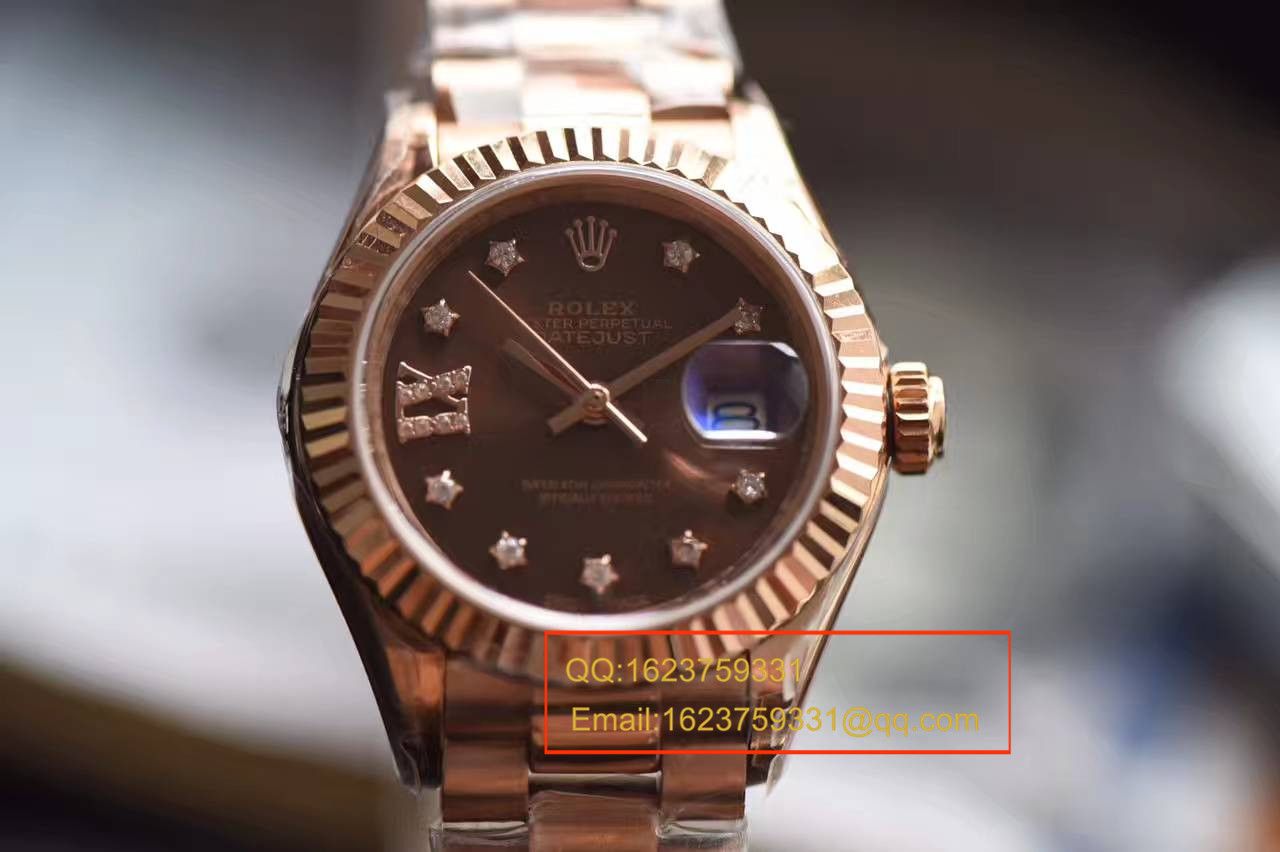【SY Factory  Perfect  High quality  Replica Watches 】 Rolex 女装  Datejust 系列279171巧克力色表盘女士 wrist watches  / RBA182