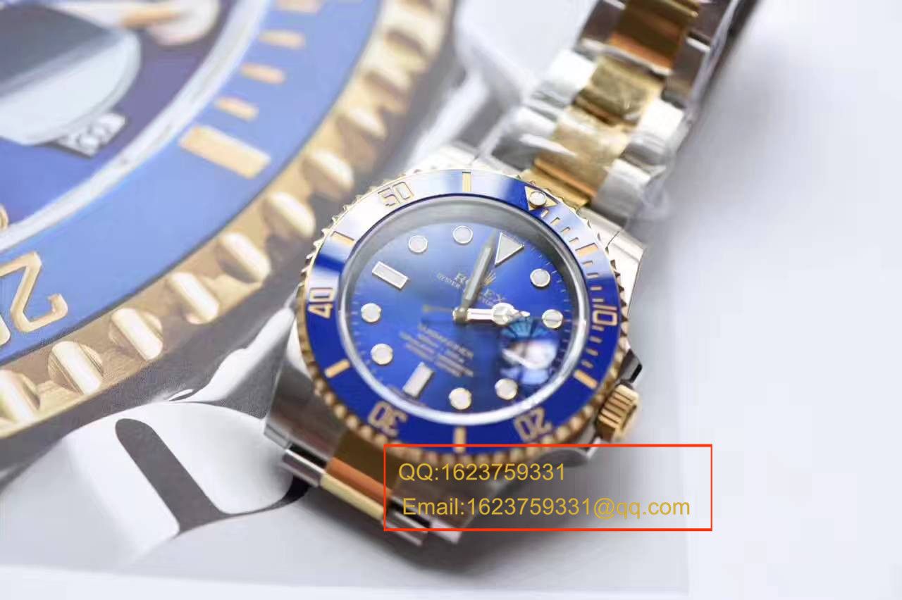 【独家视频测评JF Factory 1:1 High quality  Replica Watches 】 Rolex  Submariner 型系列116613LB-97203间金蓝金水鬼 wrist watches  / RBG157