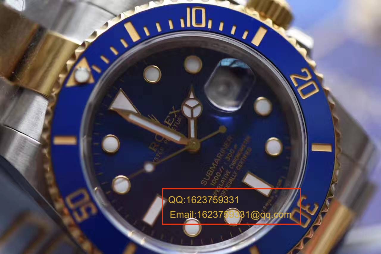 【独家视频测评JF Factory 1:1 High quality  Replica Watches 】 Rolex  Submariner 型系列116613LB-97203间金蓝金水鬼 wrist watches  / RBG157