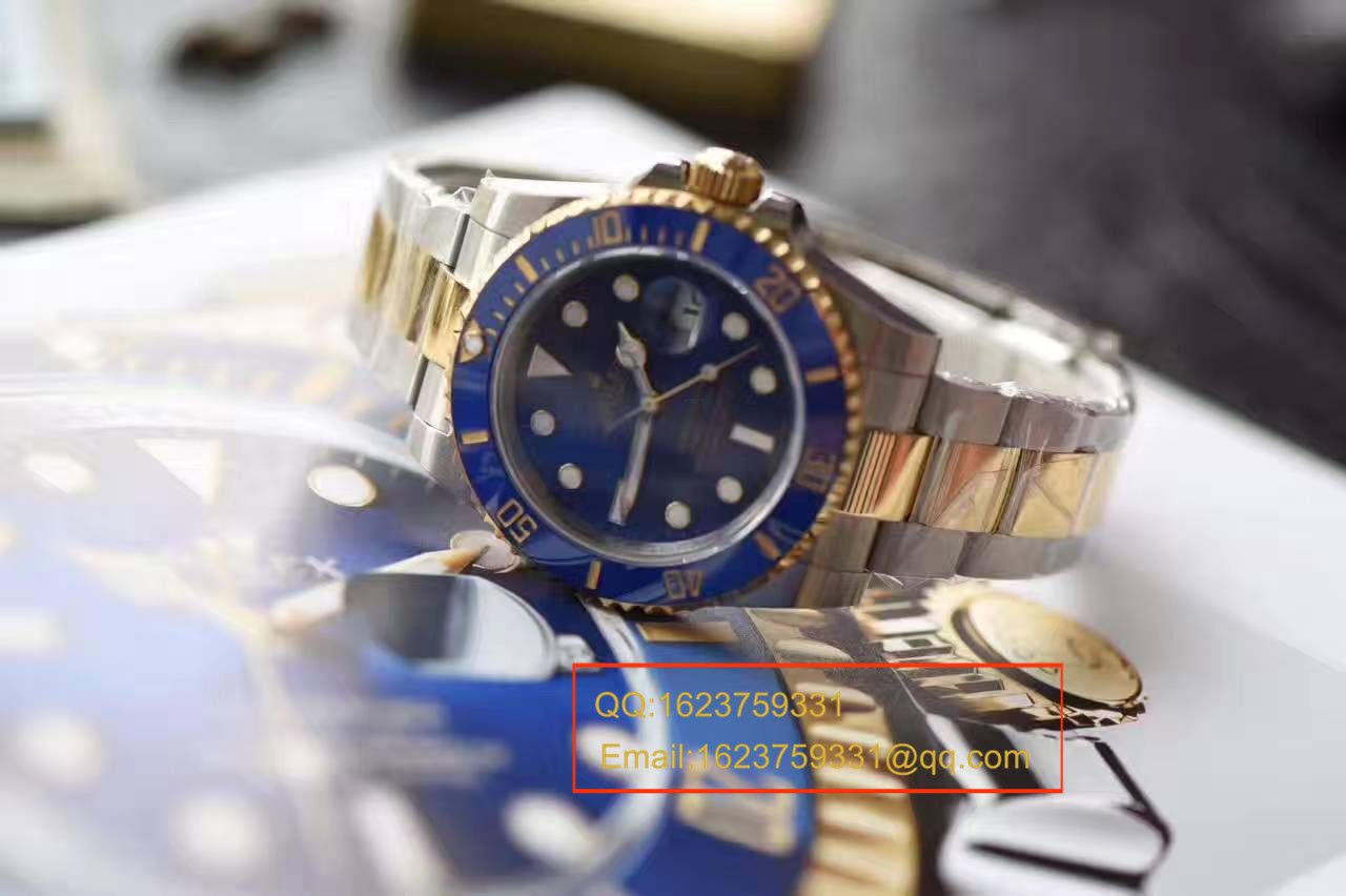 【独家视频测评JF Factory 1:1 High quality  Replica Watches 】 Rolex  Submariner 型系列116613LB-97203间金蓝金水鬼 wrist watches  / RBG157