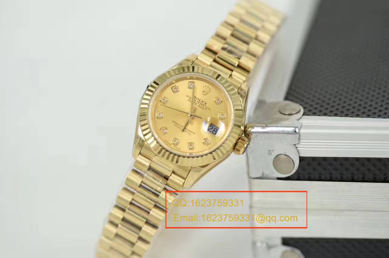 【SY Factory  Perfect  top  Replica Copy  Watches 】 Rolex 女装  Datejust 系列279178香槟色镶钻 wrist watches  / R185