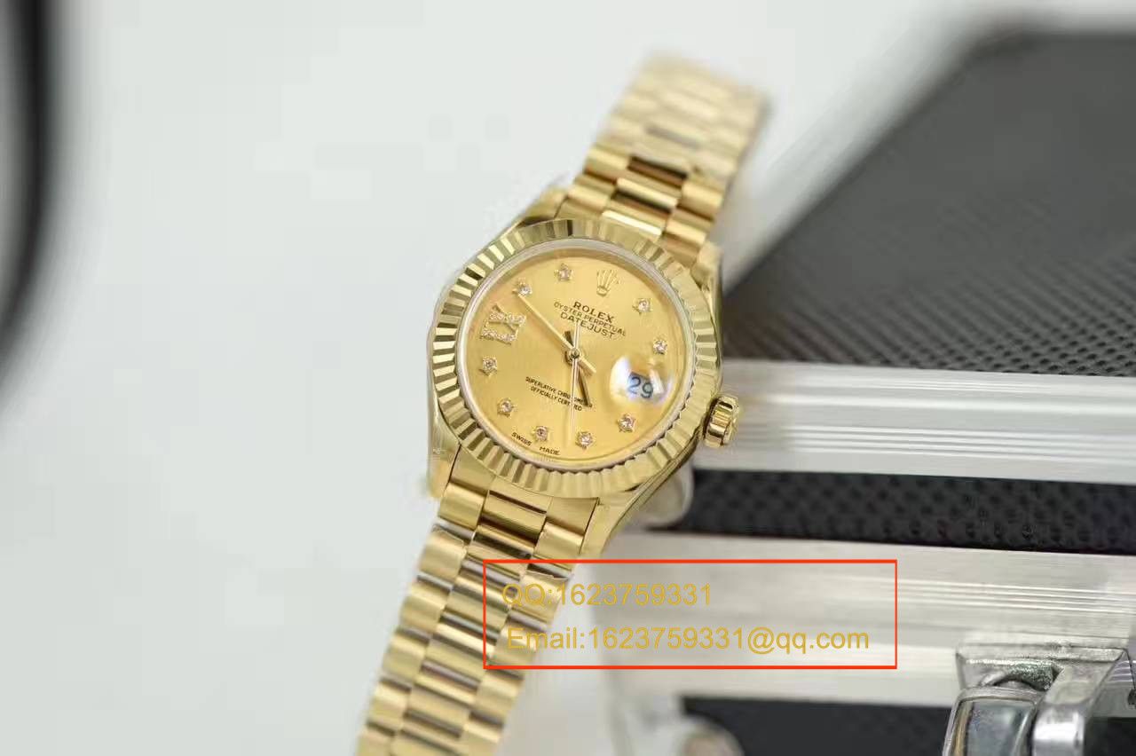【SY Factory  Perfect  top  Replica Copy  Watches 】 Rolex 女装  Datejust 系列279178香槟色镶钻 wrist watches  / R185