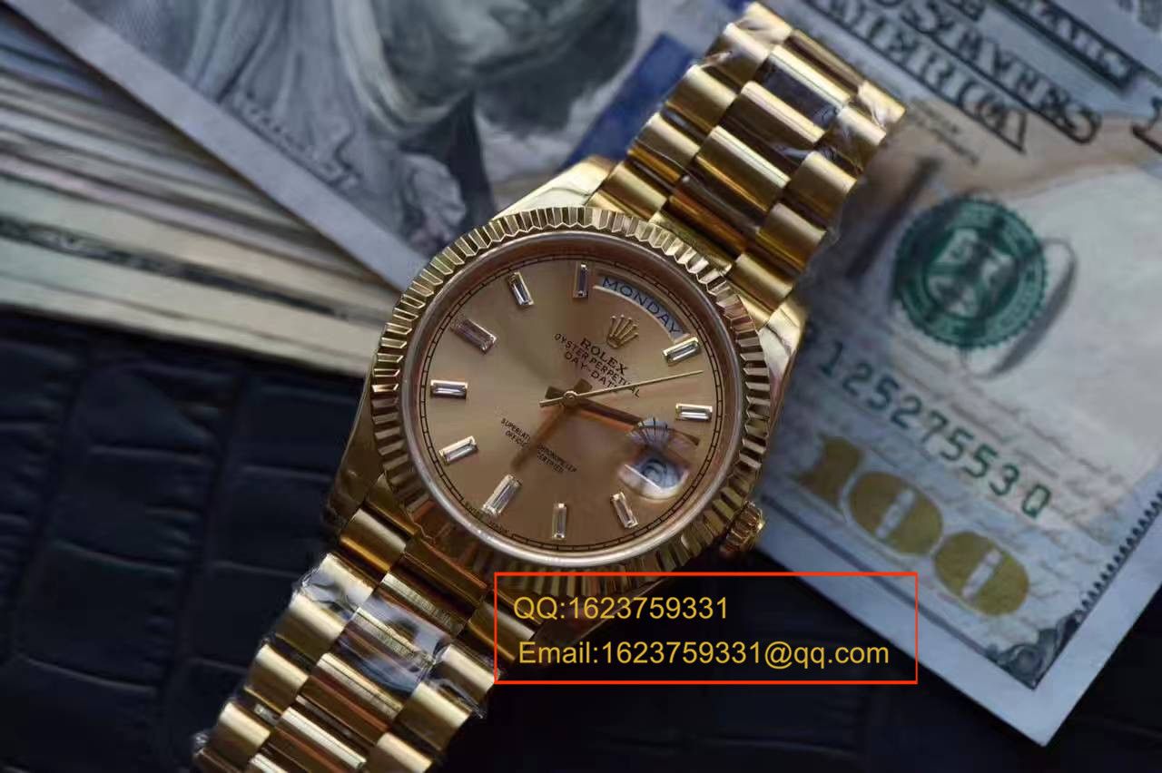 【台湾 Factory  Perfect  High quality  Replica Watches 】 Rolex  Day-Date 型系列228239黑色表盘钻钉 wrist watches  / RB0180