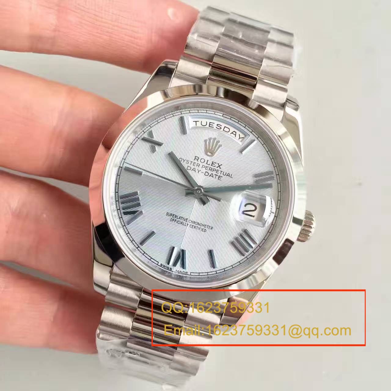 【N Factory  Perfect  High quality  Knockoff  Watches 】 Rolex  Day-Date 型系列228206冰蓝暗纹盘男士机械 wrist watches  / RBE067