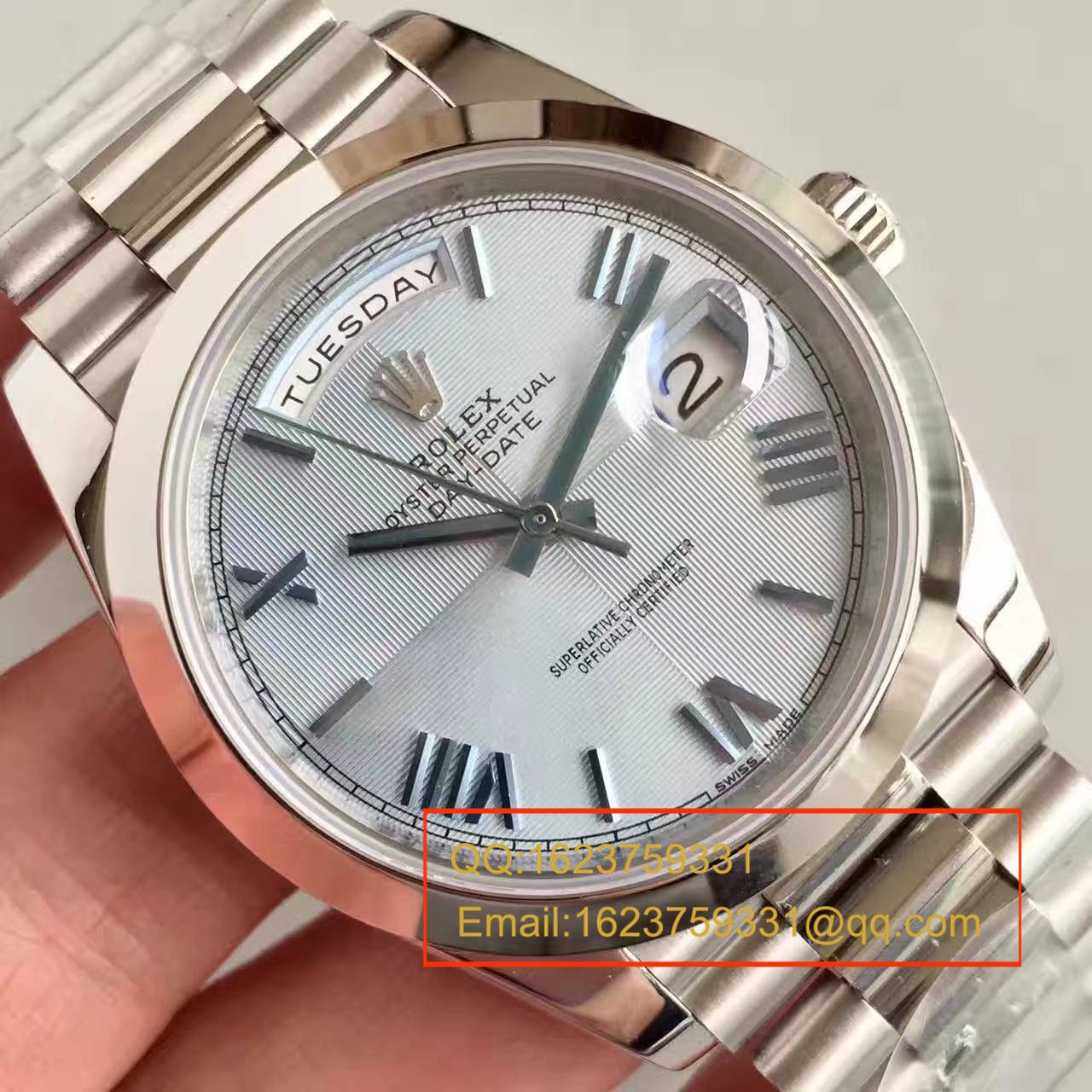 【N Factory  Perfect  High quality  Knockoff  Watches 】 Rolex  Day-Date 型系列228206冰蓝暗纹盘男士机械 wrist watches  / RBE067