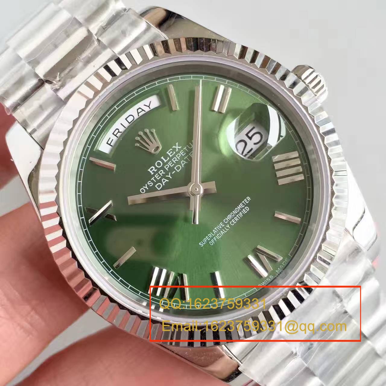 【N Factory  Perfect  High quality  Replica Watches 】 Rolex  Day-Date 型系列228239绿盘 wrist watches  / RBE065