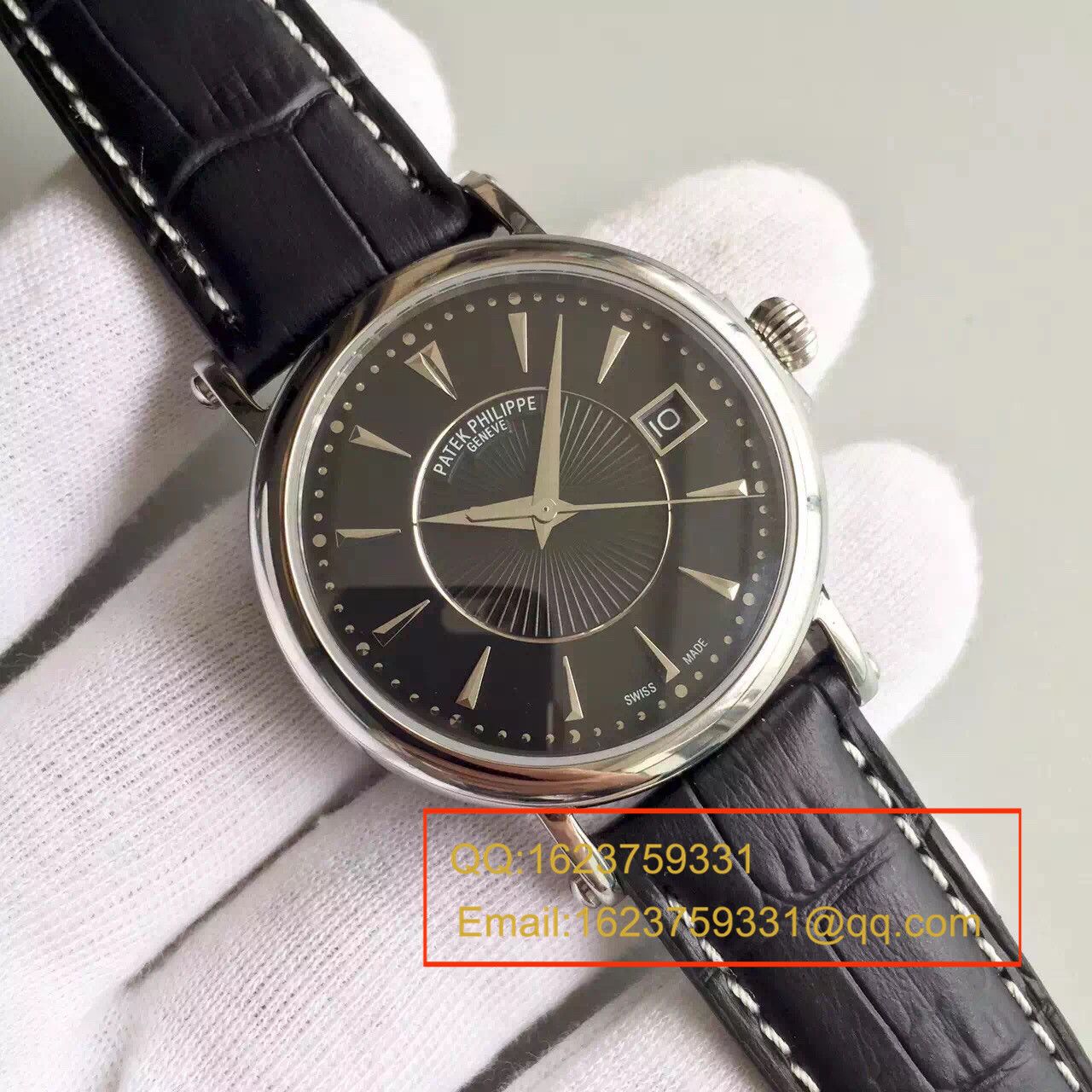 【HT Perfect  High quality  Replica Watches 】 PATEK PHILIPPE Calatrava 系列白金黑面男表5153G-001 / BD131