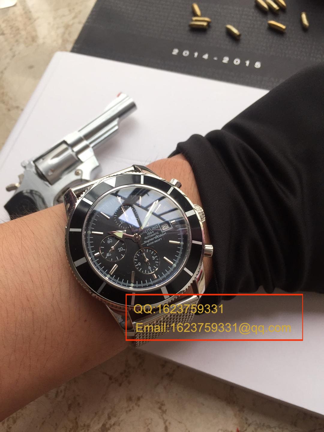 【视频解析】 Breitling 超级海洋文化系列精钢 watchcase -黑色表盘-Ocean Classic表链 wrist watches  / BLAH053