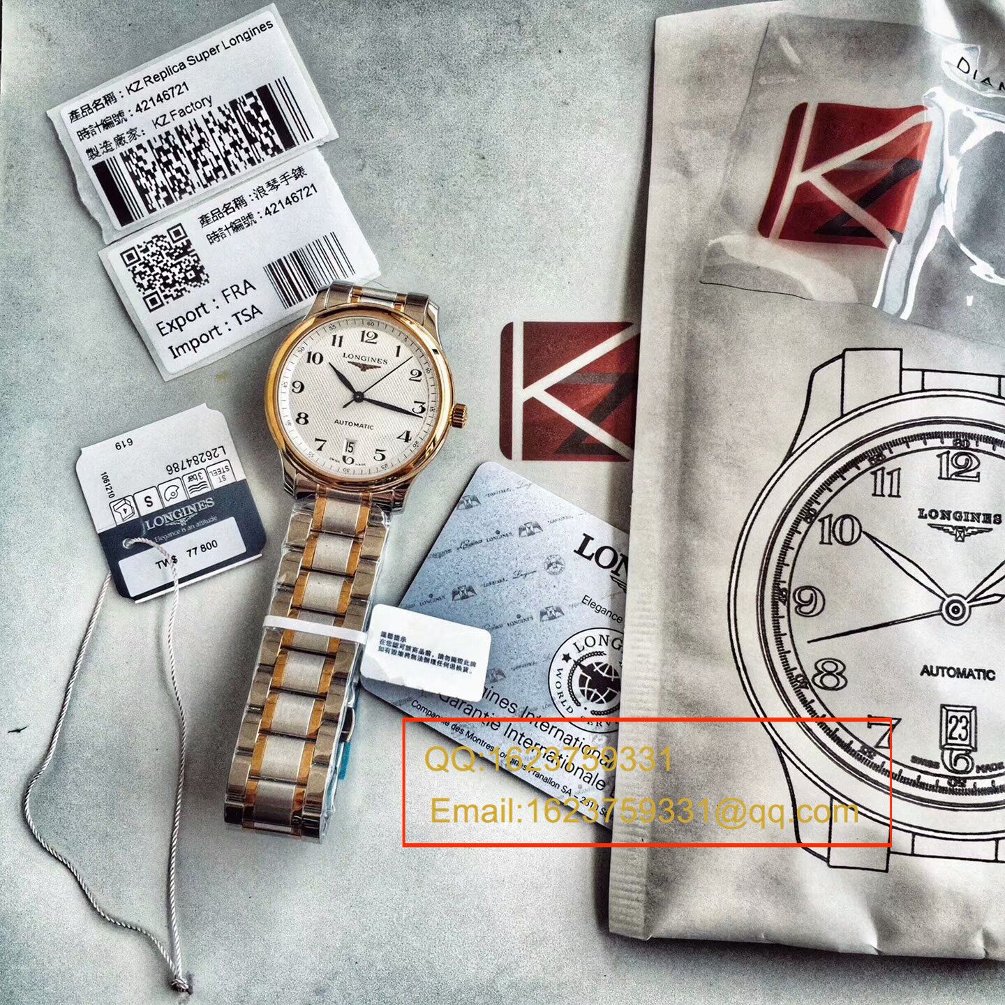 【KZ Perfect  High quality 精 Replica Watches 】 Longines 名匠系列L2.628.5.78.7（钢带）、L2.628.6.78.3(皮带)间黄金单历 wrist watches  / LBD096