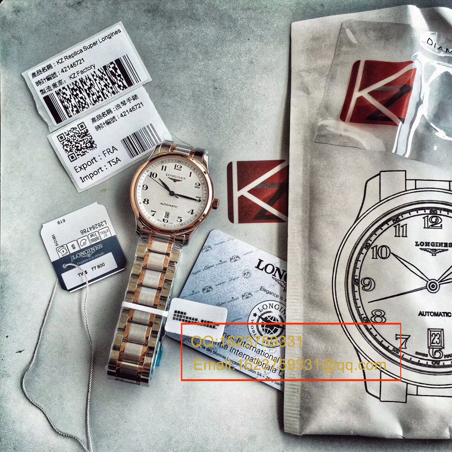 【KZ Perfect  top  Replica Copy  Watches 】 Longines 名匠系列L2.628.8.78.3间玫瑰金钢带版本 wrist watches  / L097