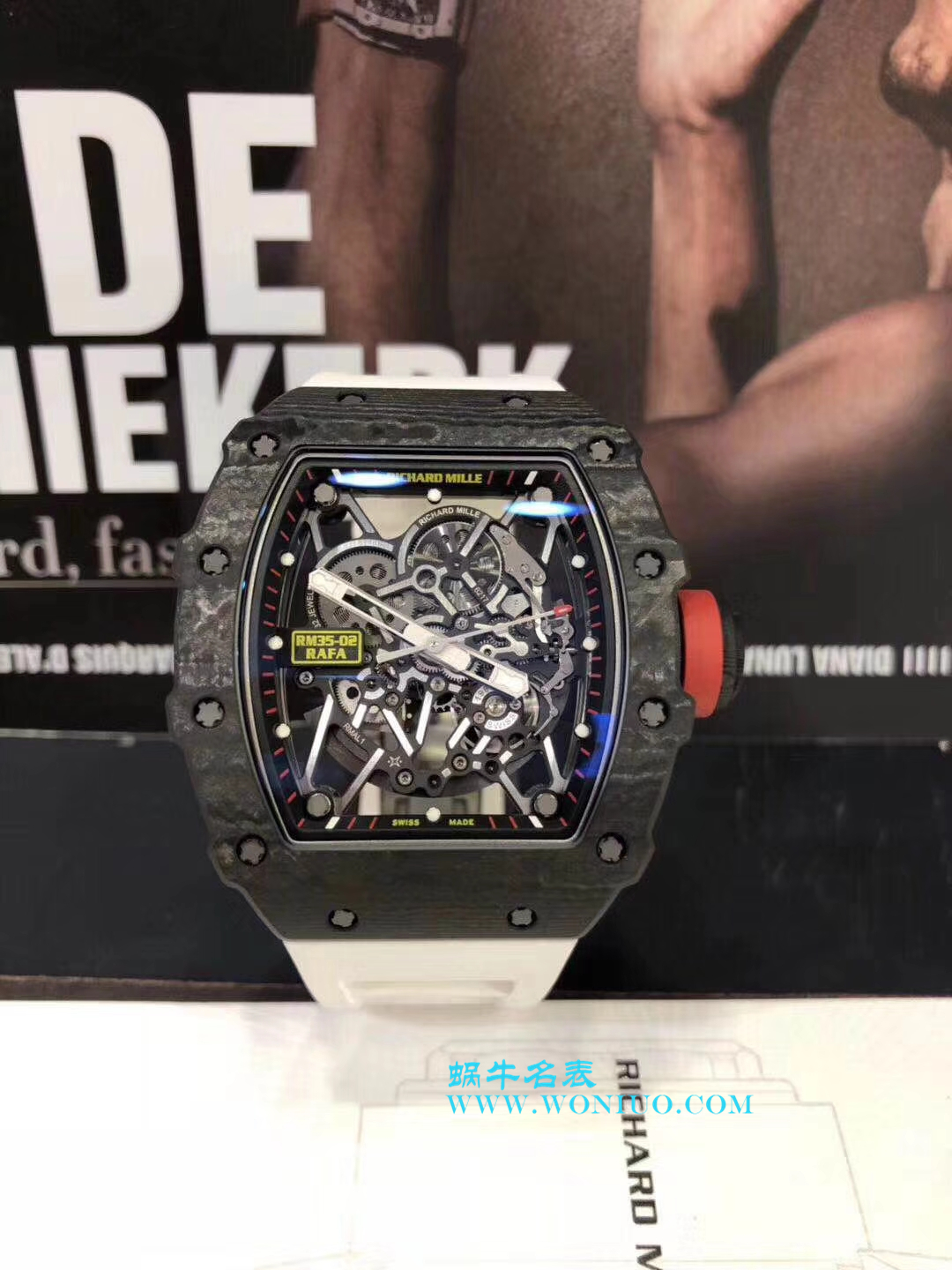 【KV Perfect  High quality  Replica Watches 】RICHARD MILLE RICHARD MILLE男士系列RM 055 carbon fiber 白色橡胶带新款 / RM 055C