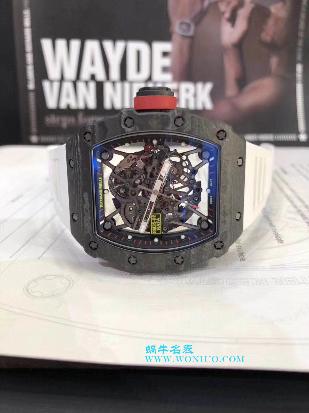 【KV Perfect  High quality  Replica Watches 】RICHARD MILLE RICHARD MILLE男士系列RM 055 carbon fiber 白色橡胶带新款 / RM 055C