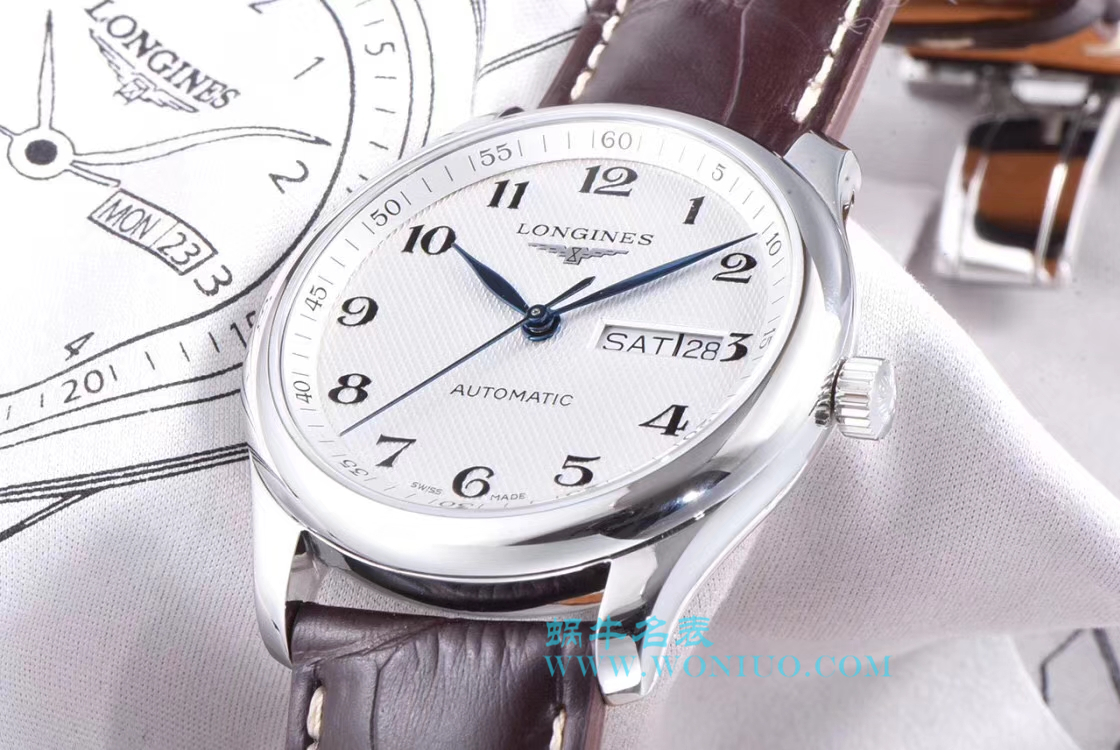 【LG Perfect  High quality  Replica Watches 】 Longines 名匠系列 Day-Date 双历L2.755.4.78.3 wrist watches  / L099