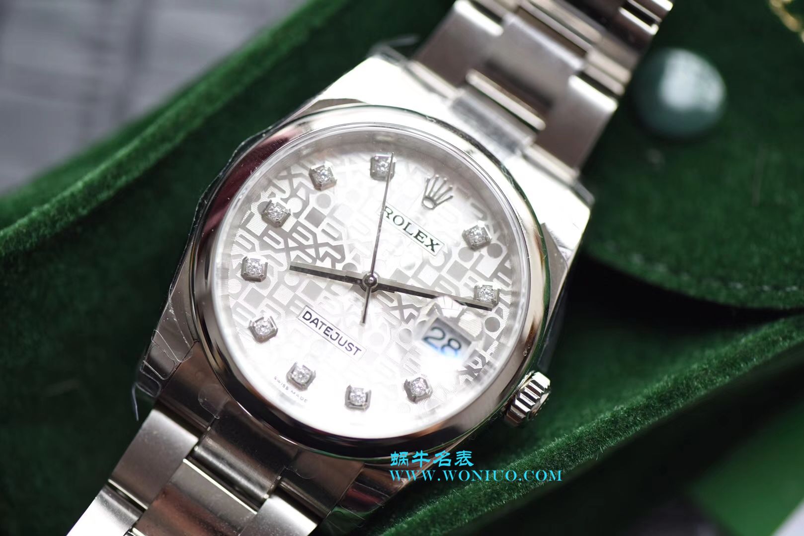 【DJ Perfect  High quality  Replica Watches 】 Rolex 36  Datejust 系列116234白纪念花纹盘镶钻 wrist watches  / R210
