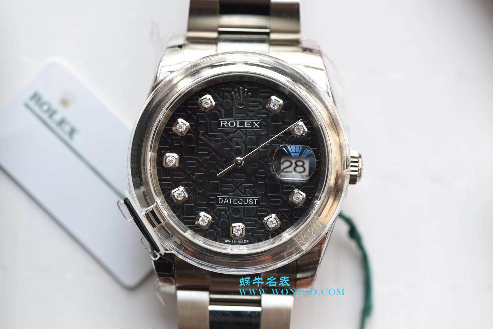 【DJ Perfect  High quality  Replica Watches 】 Rolex 36  Datejust 系列116234黑纪念花纹盘镶钻 wrist watches  / R211