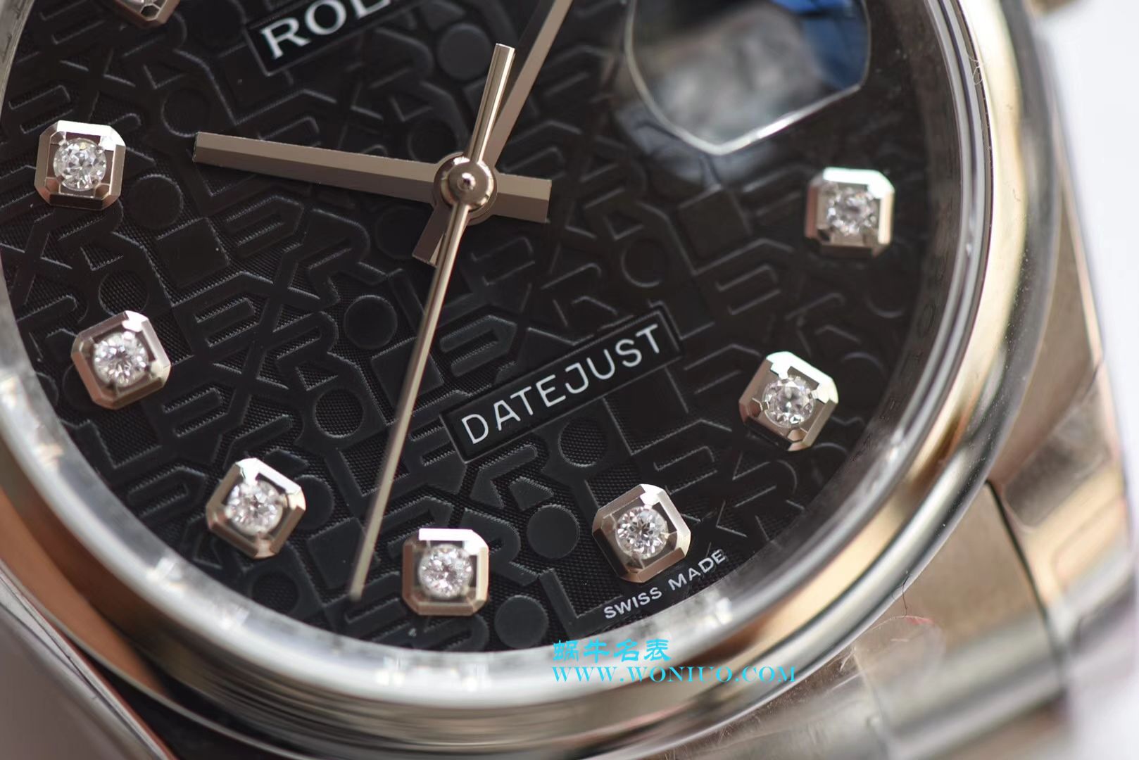 【DJ Perfect  High quality  Replica Watches 】 Rolex 36  Datejust 系列116234黑纪念花纹盘镶钻 wrist watches  / R211