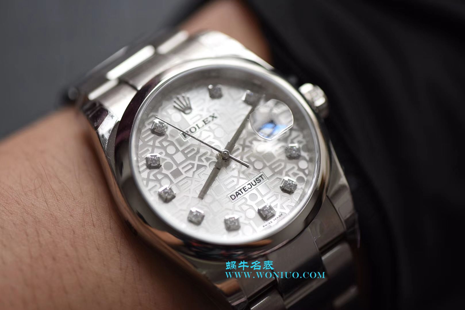 【DJ Perfect  High quality  Replica Watches 】 Rolex 36  Datejust 系列116234白纪念花纹盘镶钻 wrist watches  / R210