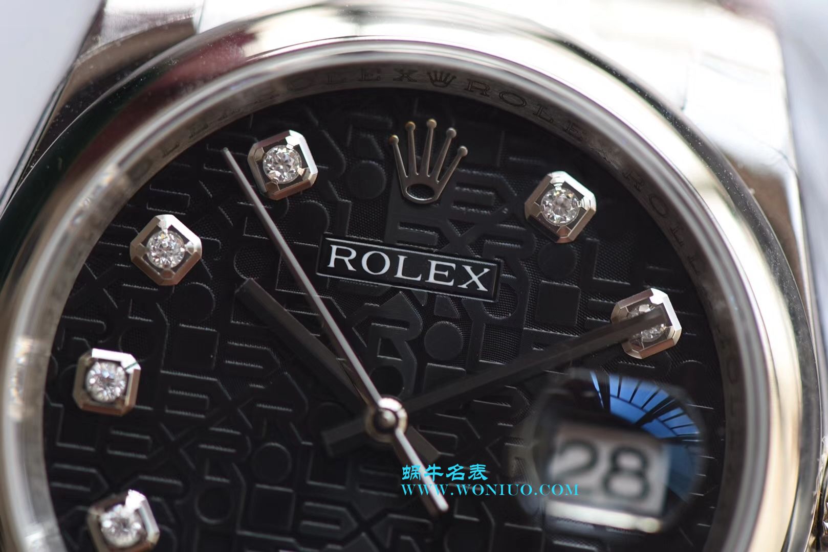 【DJ Perfect  High quality  Replica Watches 】 Rolex 36  Datejust 系列116234黑纪念花纹盘镶钻 wrist watches  / R211