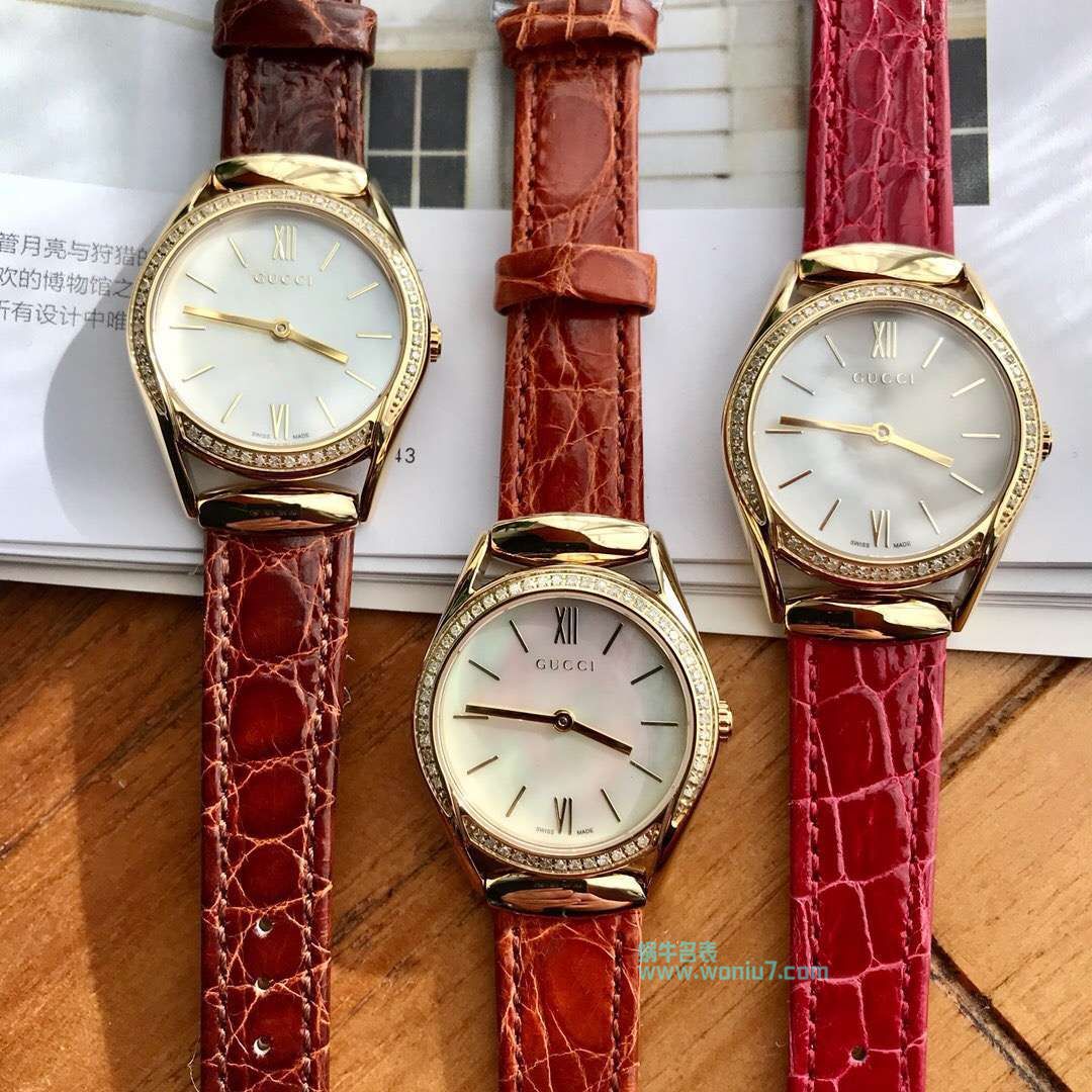  TOP 原单女装硬货！下手要快！Gucci新款真钻石英女表，表盘镶嵌52颗Vs1.1真钻、珍珠贝母面 / GUCCI KK11