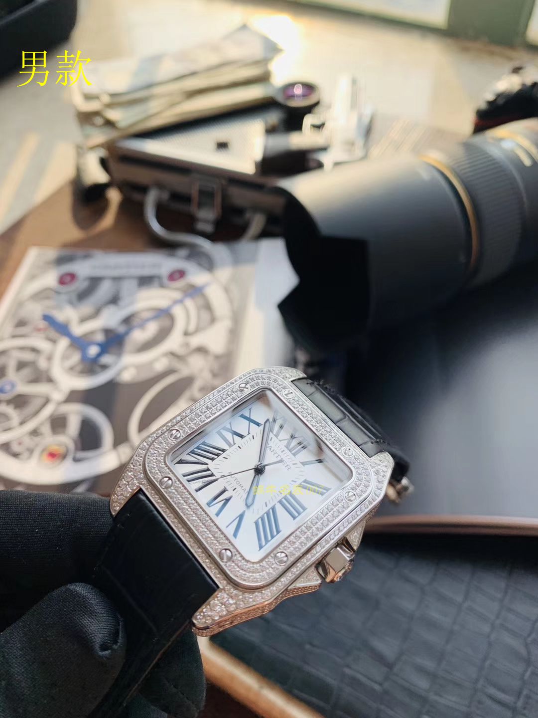 【独家视频测评】HBBV6 Factory  Cartier  100周年款 Santos 系列满钻33 毫米女表 / 42毫男表 / KCE066