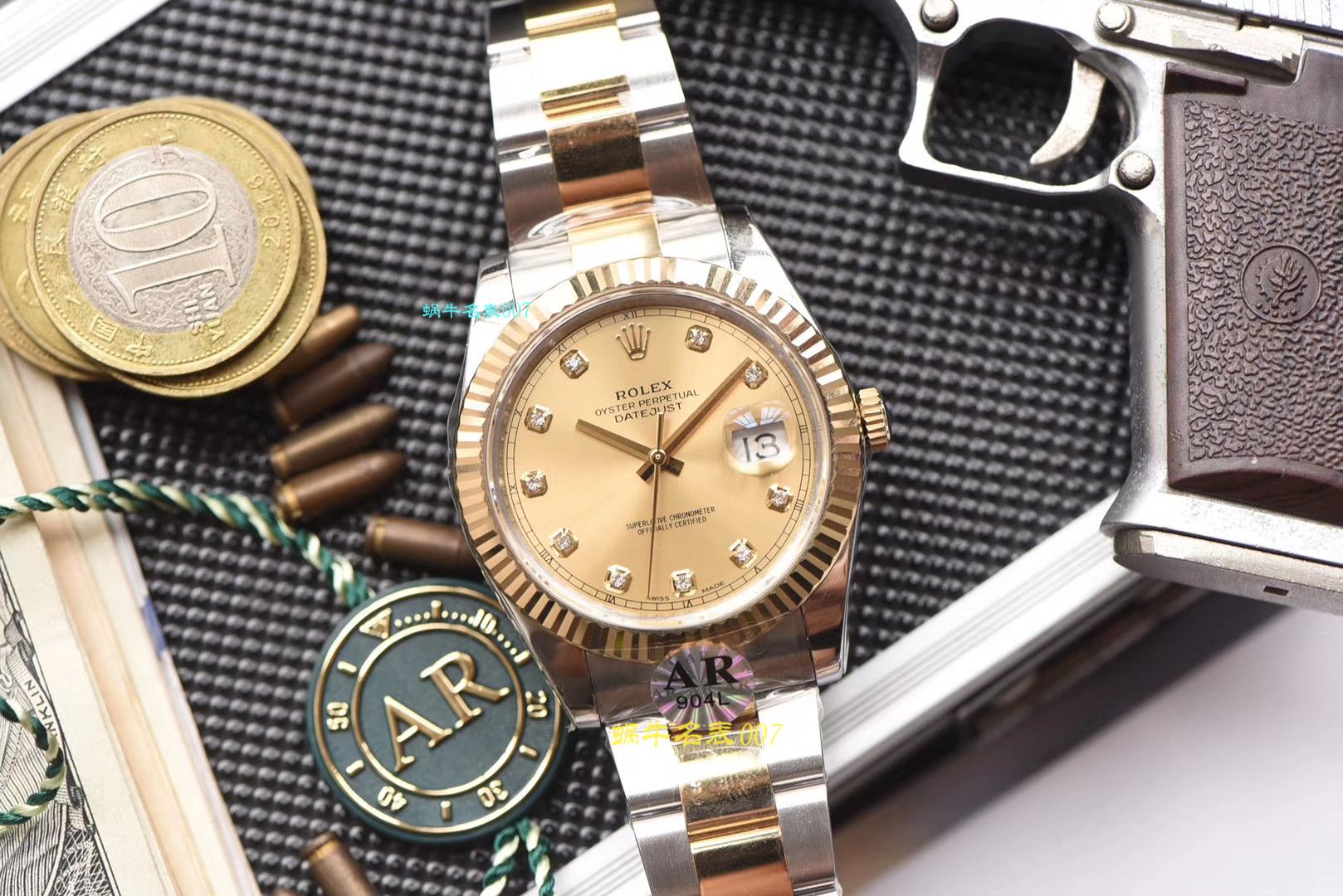 【 Video analysis AR Factory 官网 Rolex 41毫米间金 Datejust 】 Rolex   Datejust  Replica 116333-72213 G香槟盘镶钻 wrist watches  / R321
