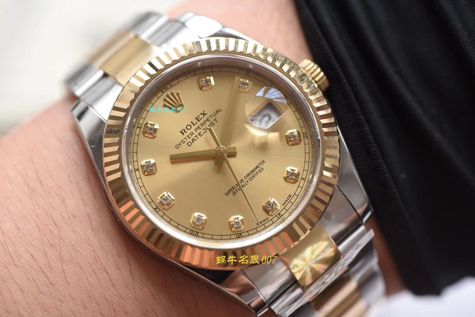 【 Video analysis AR Factory 官网 Rolex 41毫米间金 Datejust 】 Rolex   Datejust  Replica 116333-72213 G香槟盘镶钻 wrist watches  / R321