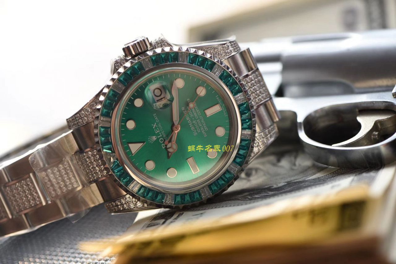 【LF Factory  top  Replica  Rolex  Replica Watches 】LF帝皇 copy customized 版镶钻 Submariner ❗ top 绿钻水鬼 / R363