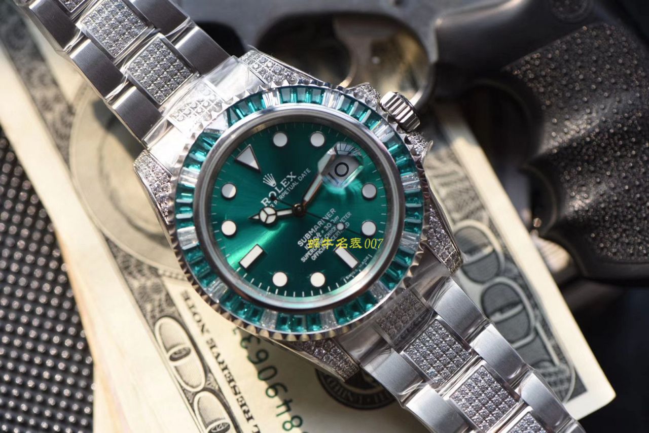 【LF Factory  top  Replica  Rolex  Replica Watches 】LF帝皇 copy customized 版镶钻 Submariner ❗ top 绿钻水鬼 / R363