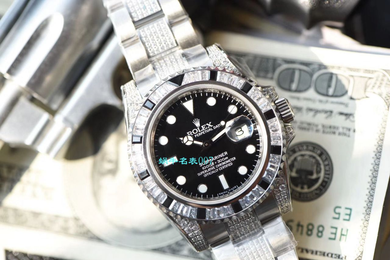 【LF Factory  Rolex  Replica Copy 表】LF帝皇 copy customized 版镶钻 Submariner ， top 黑钻鬼116610LN-97200  / R367