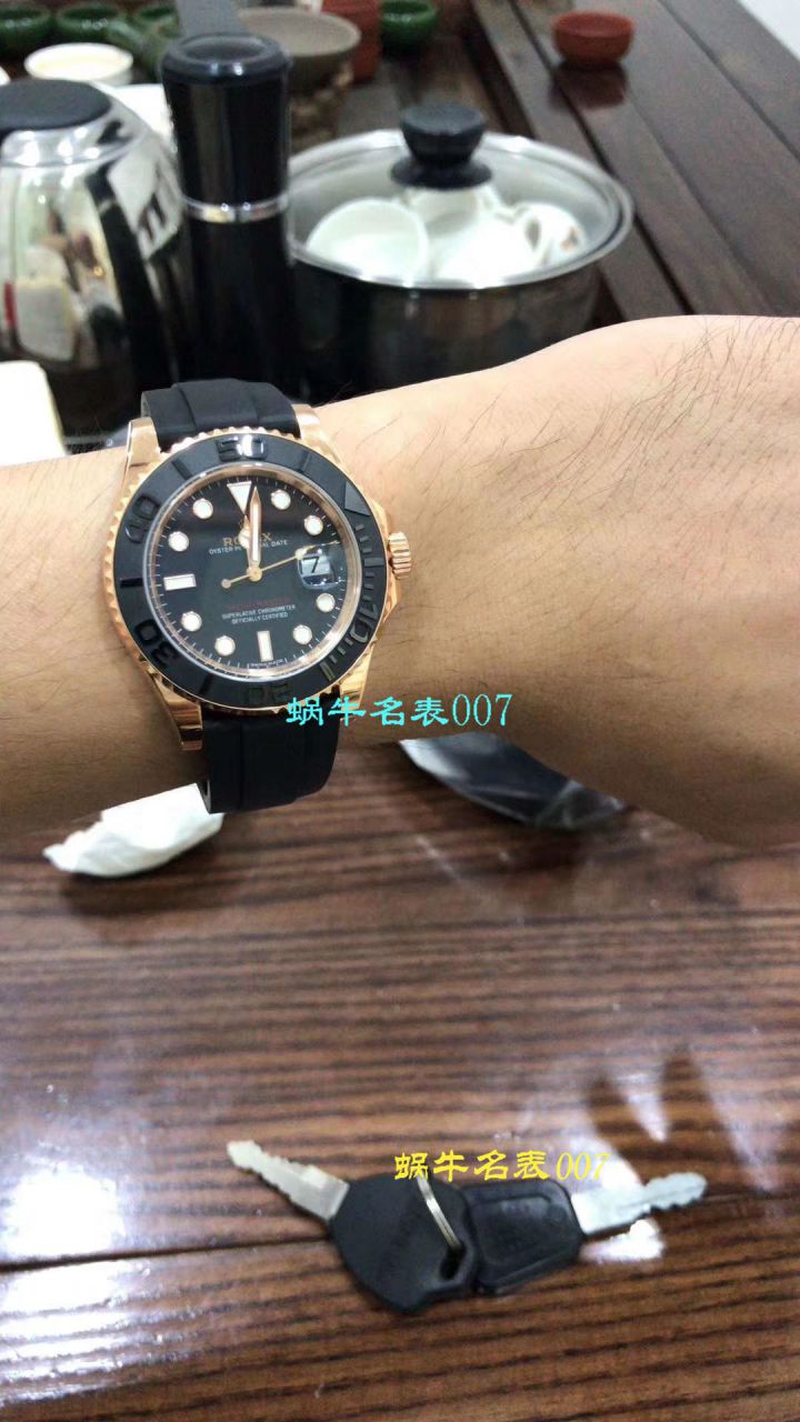 【独家视频测评NOOB Factory 1:1 Replica Watches 】 Rolex  Yacht-Master 系列116655-Oysterflex bracelet金壳 wrist watches   / RBC018