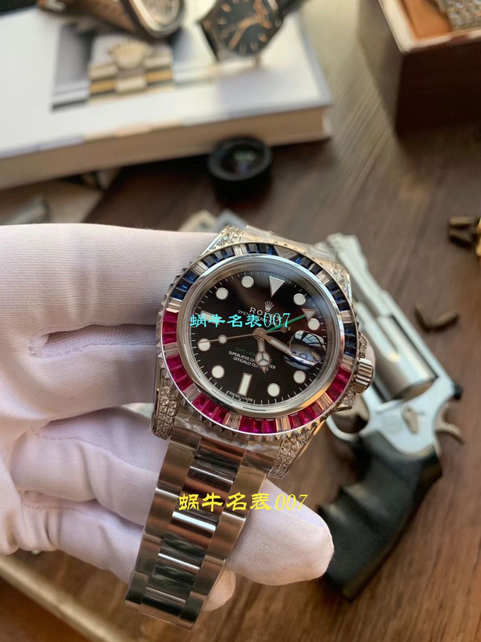 【LF Factory Rolex top  Replica Copy  Watches 】 Rolex  GMT MASTER II系列镶钻116758 SAru-78208,116759 SAru-78209 wrist watches  / R389