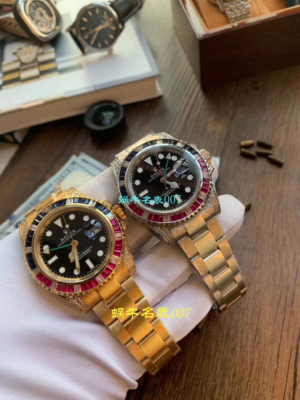 【LF Factory Rolex top  Replica Copy  Watches 】 Rolex  GMT MASTER II系列镶钻116758 SAru-78208,116759 SAru-78209 wrist watches  / R389