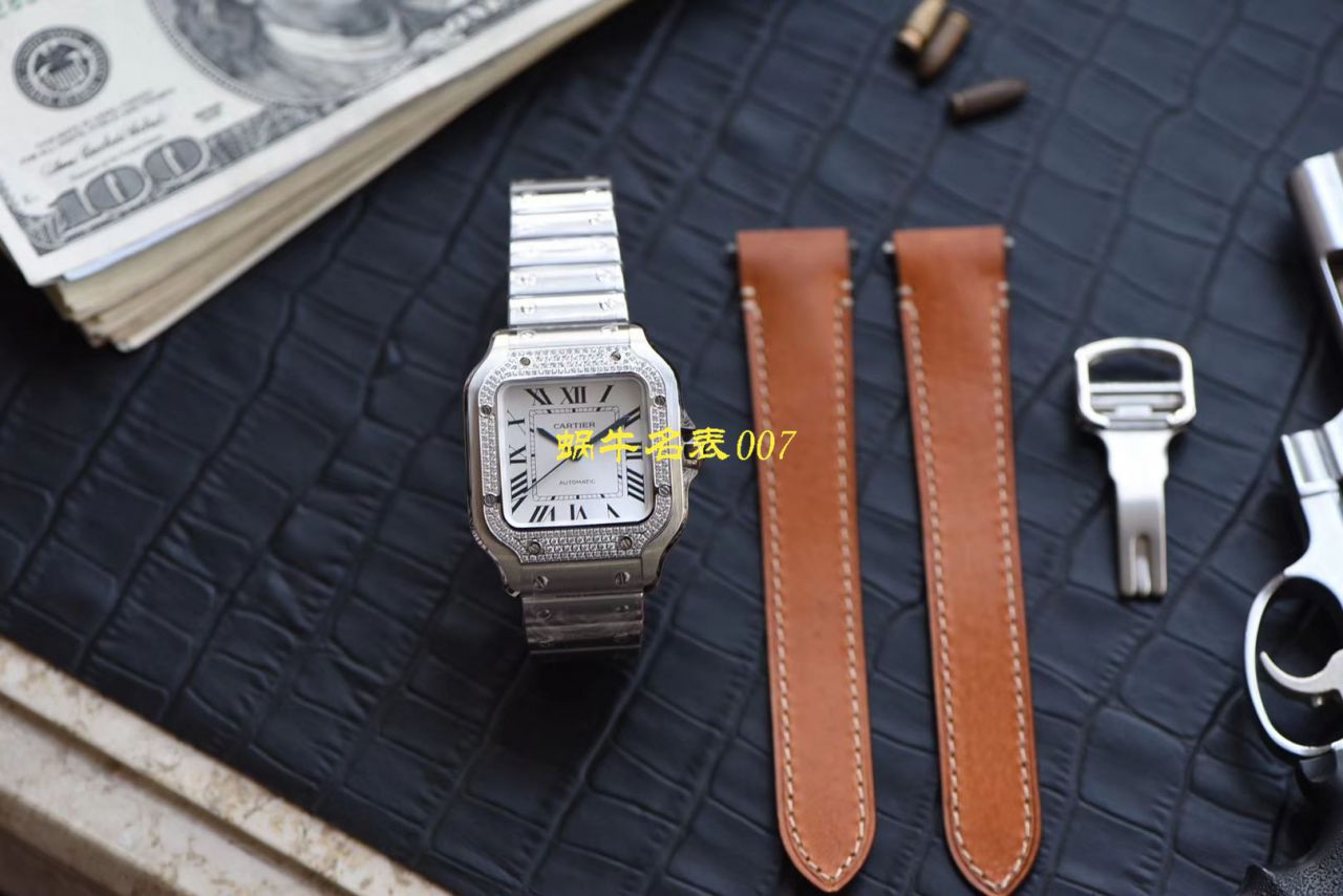 HBBV6 Factory 新款 Perfect  Replica Copy  Cartier   Santos 女装表圈镶WJSA0010,WJSA0007中号女表 / K237