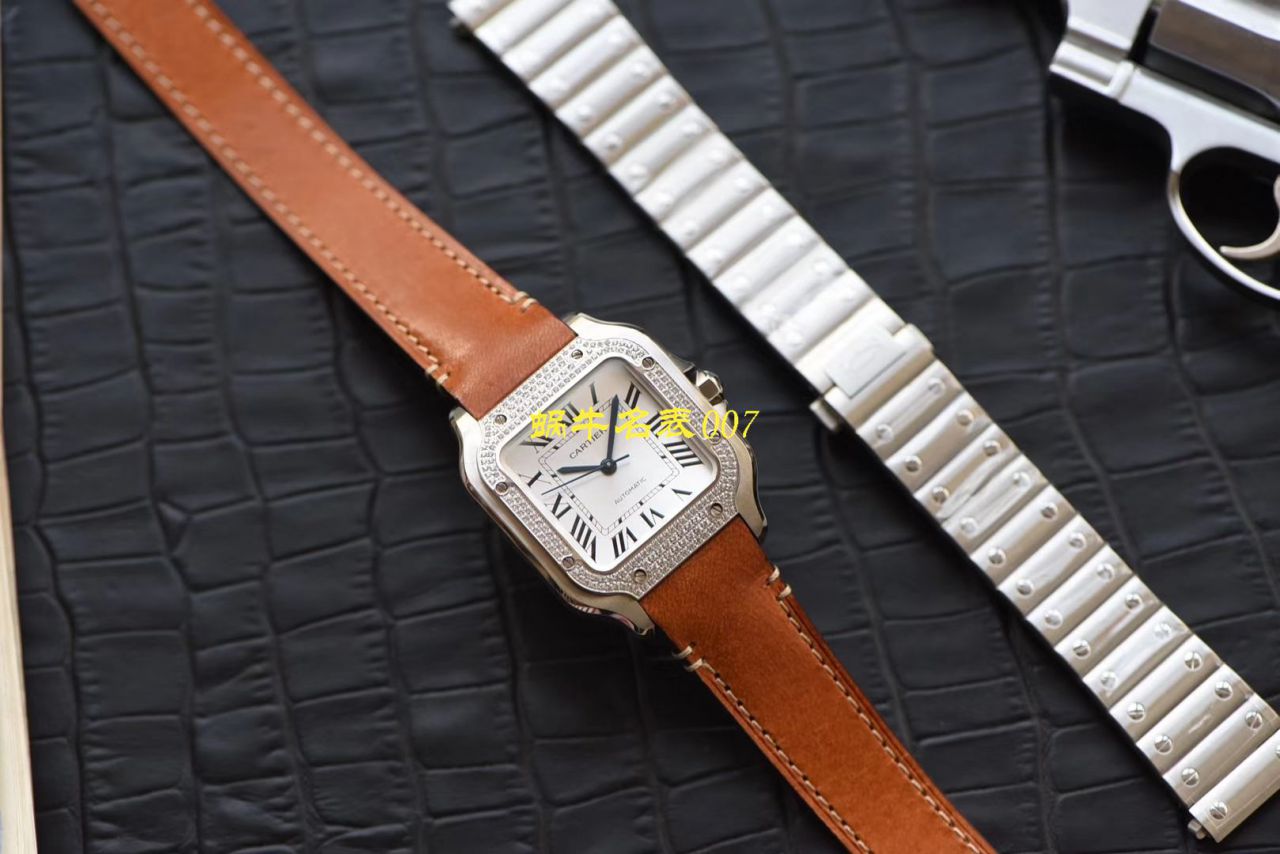 HBBV6 Factory 新款 Perfect  Replica Copy  Cartier   Santos 女装表圈镶WJSA0010,WJSA0007中号女表 / K237