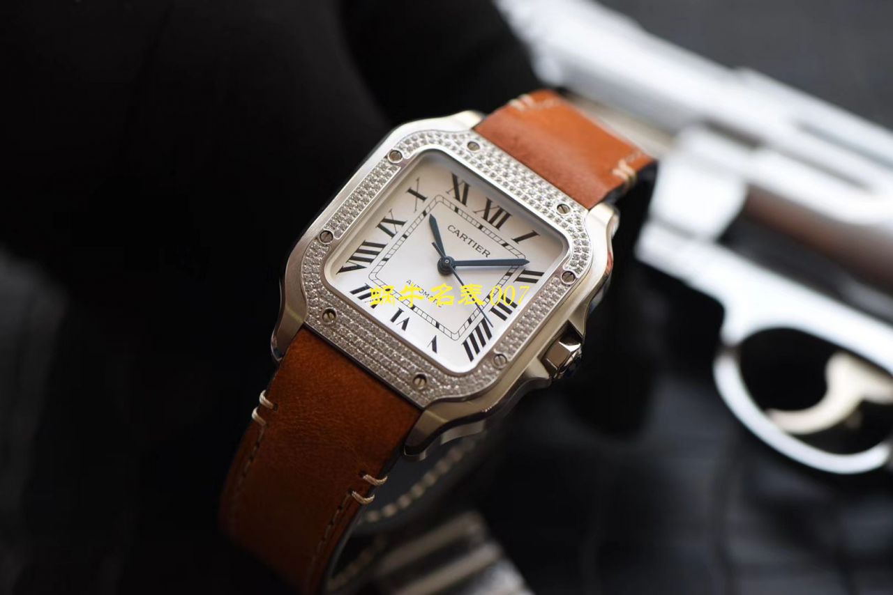 HBBV6 Factory 新款 Perfect  Replica Copy  Cartier   Santos 女装表圈镶WJSA0010,WJSA0007中号女表 / K237