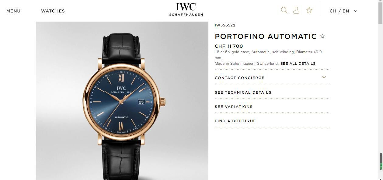  V7 Factory  High quality  Replica IWC IWC 柏涛菲诺 Replica IW356512新款蓝面波涛小镇底盖 / WG513