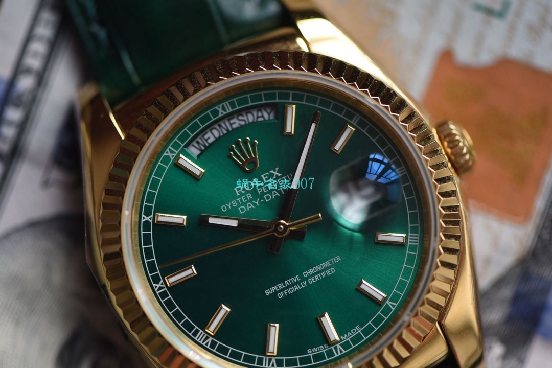  Video analysis  High quality  Replica Watches  Rolex  Day-Date 型系列118138-L(FC)绿盘 wrist watches  / R582